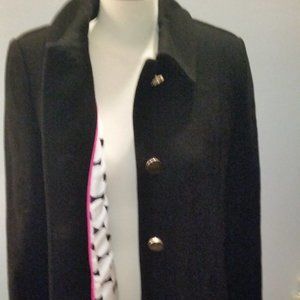 Kate Spade black cashmere wool blend coat EUC